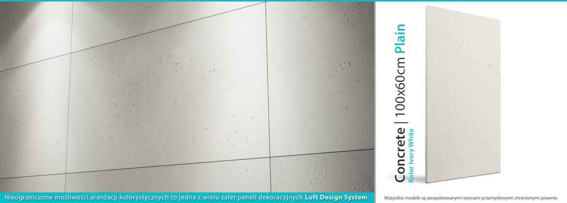 panele imitujące beton concrete beton Ivory white plain