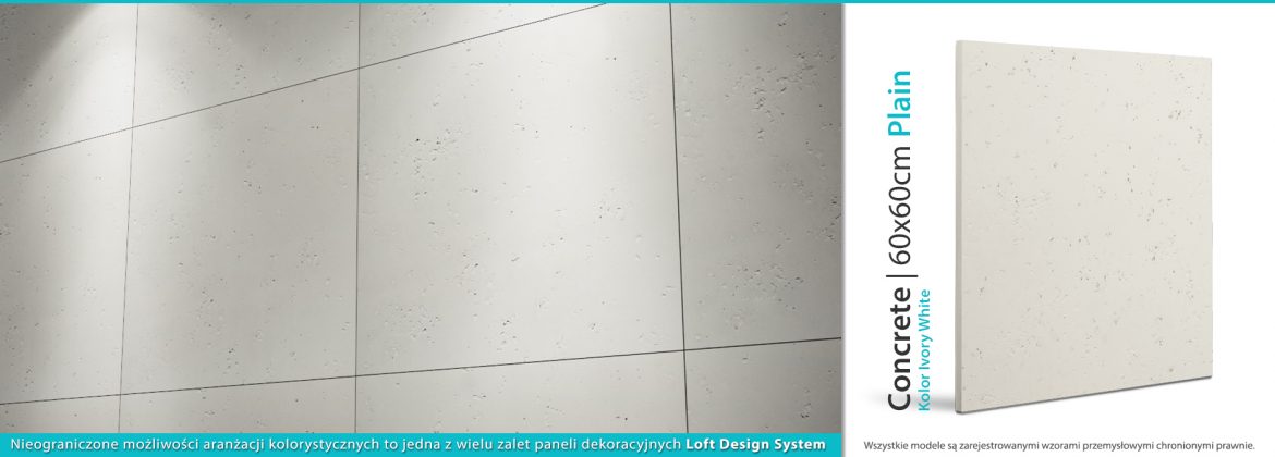 panele imitujące beton concrete beton Ivory white plain