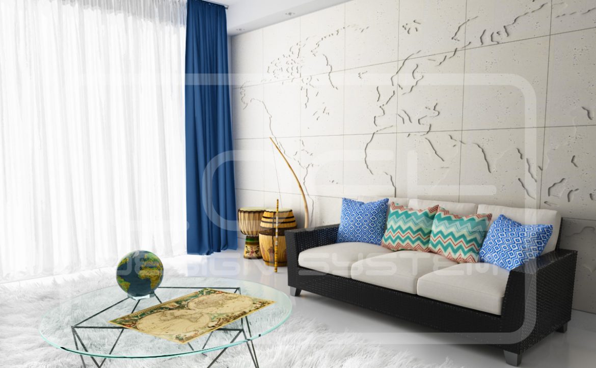 Panele 3D Mougins loft design system mural Mapa Świata